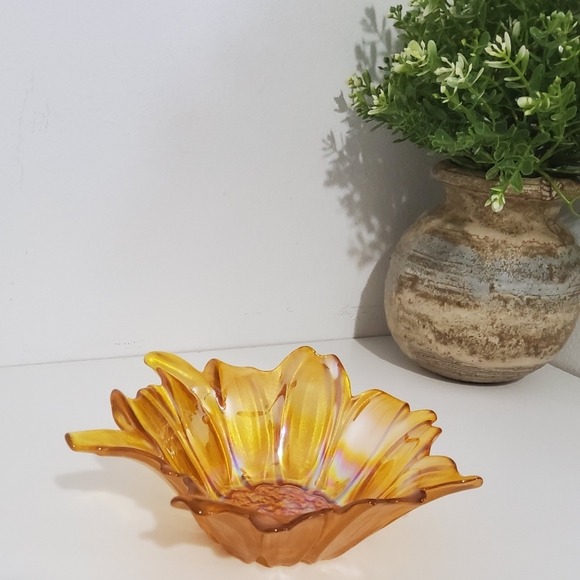 Vintage Akcam Carnival Glass Small Flower Bowl - Picture 3 of 5